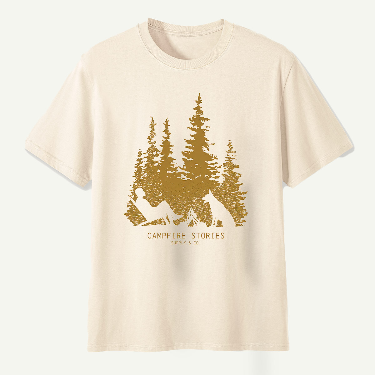 Golden Pine Forest Campfire Escape T-Shirt