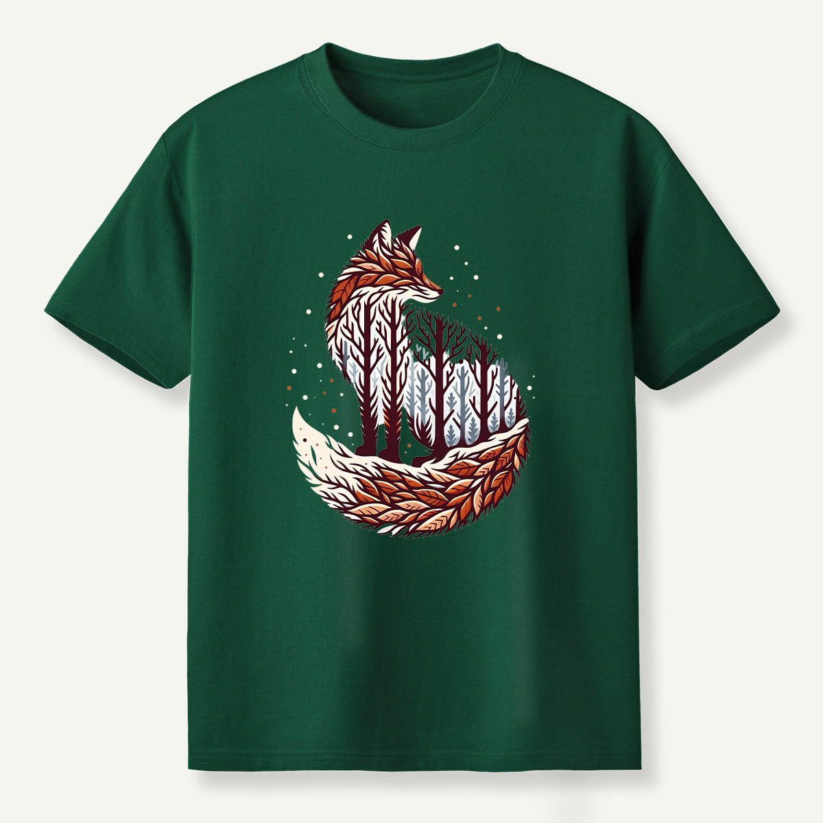Fox Forest Double Exposure Portrait T-Shirt