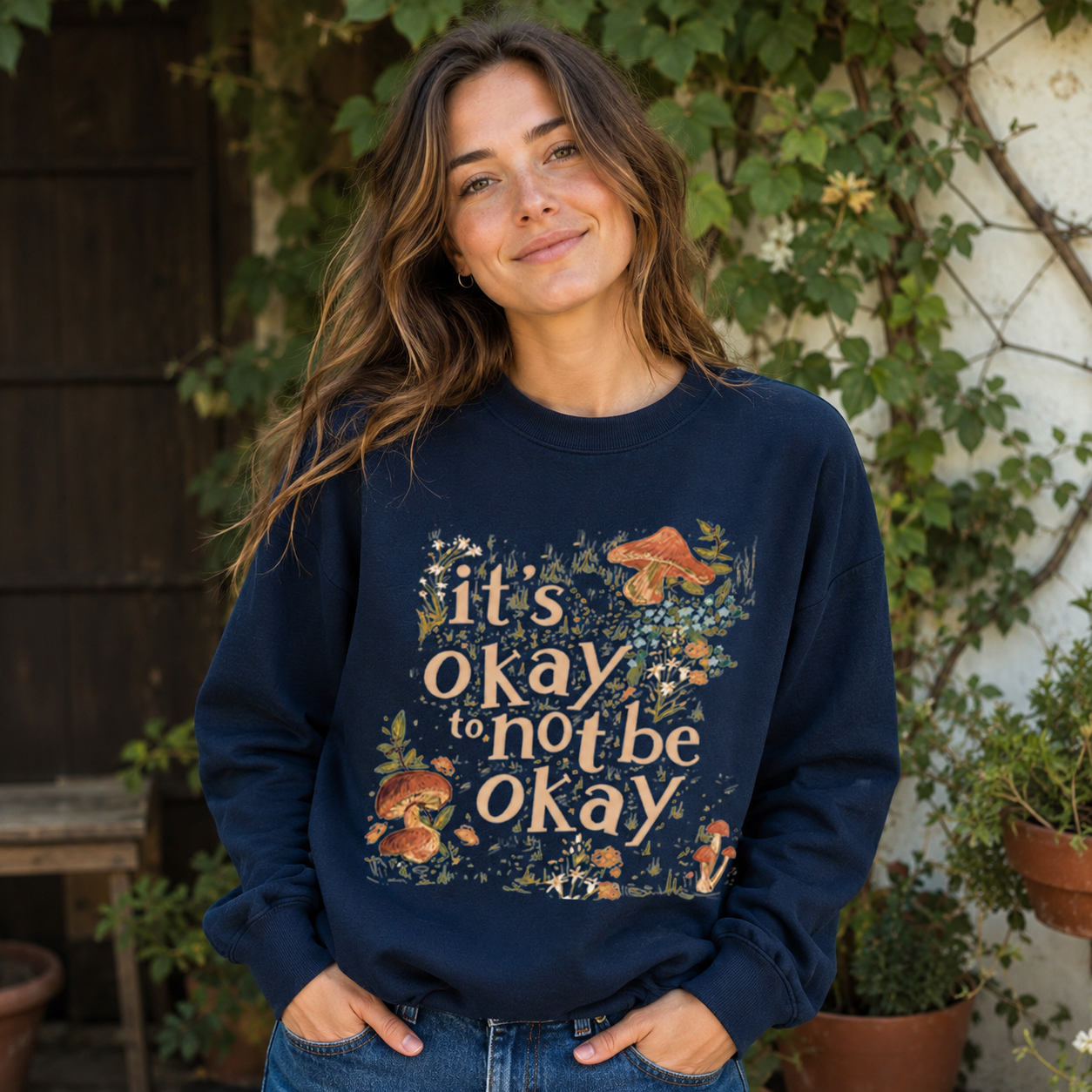 It's Okay to Not Be Okay Mushroom Sweatshirts