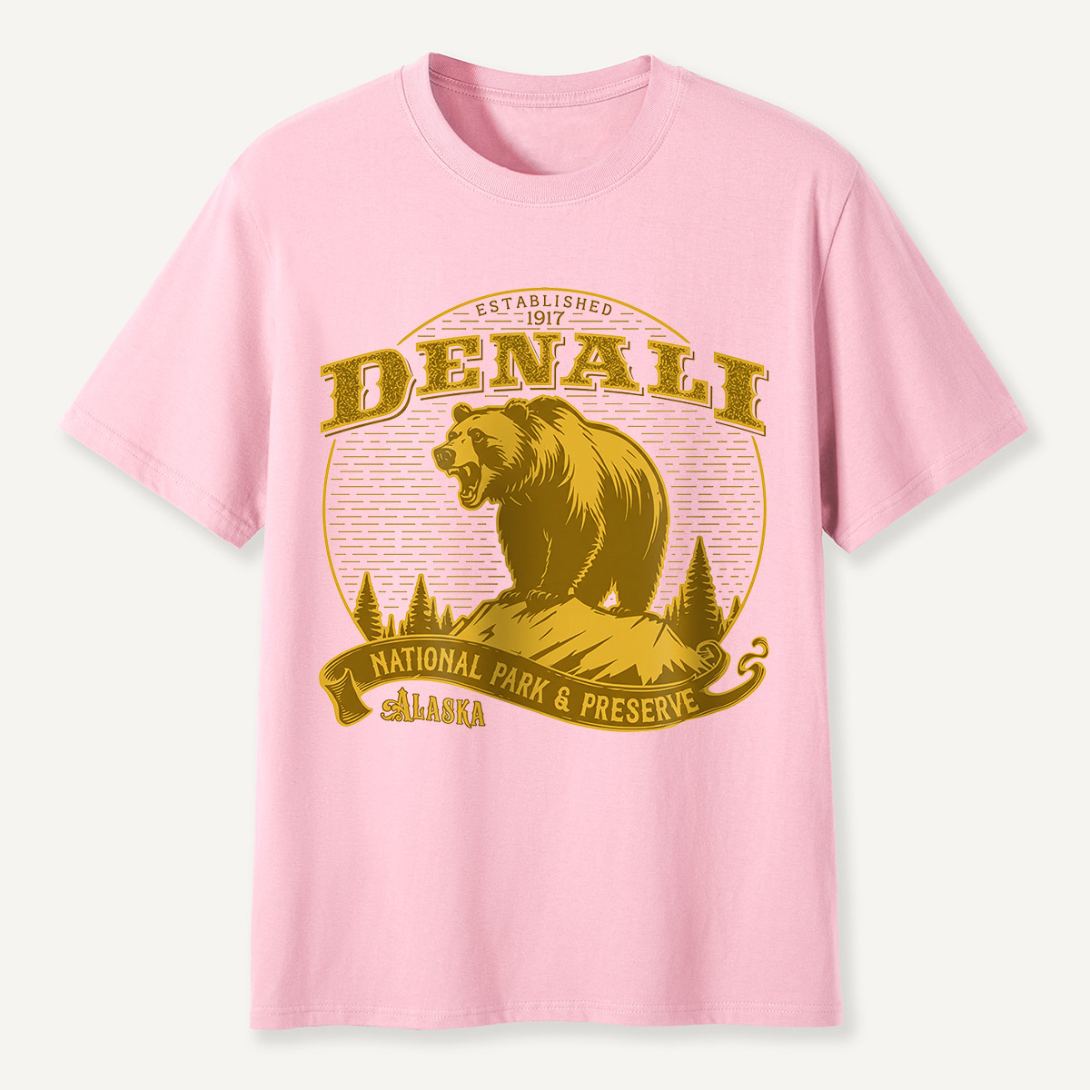 Denali National Park Bear Alaska Badge T-Shirt