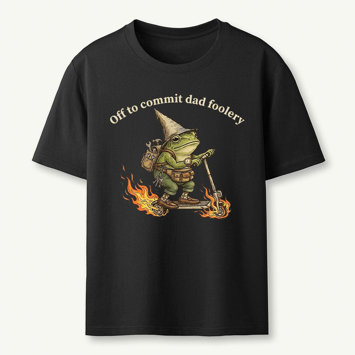 Dad Foolery Frog on Fire Scooter T-Shirt