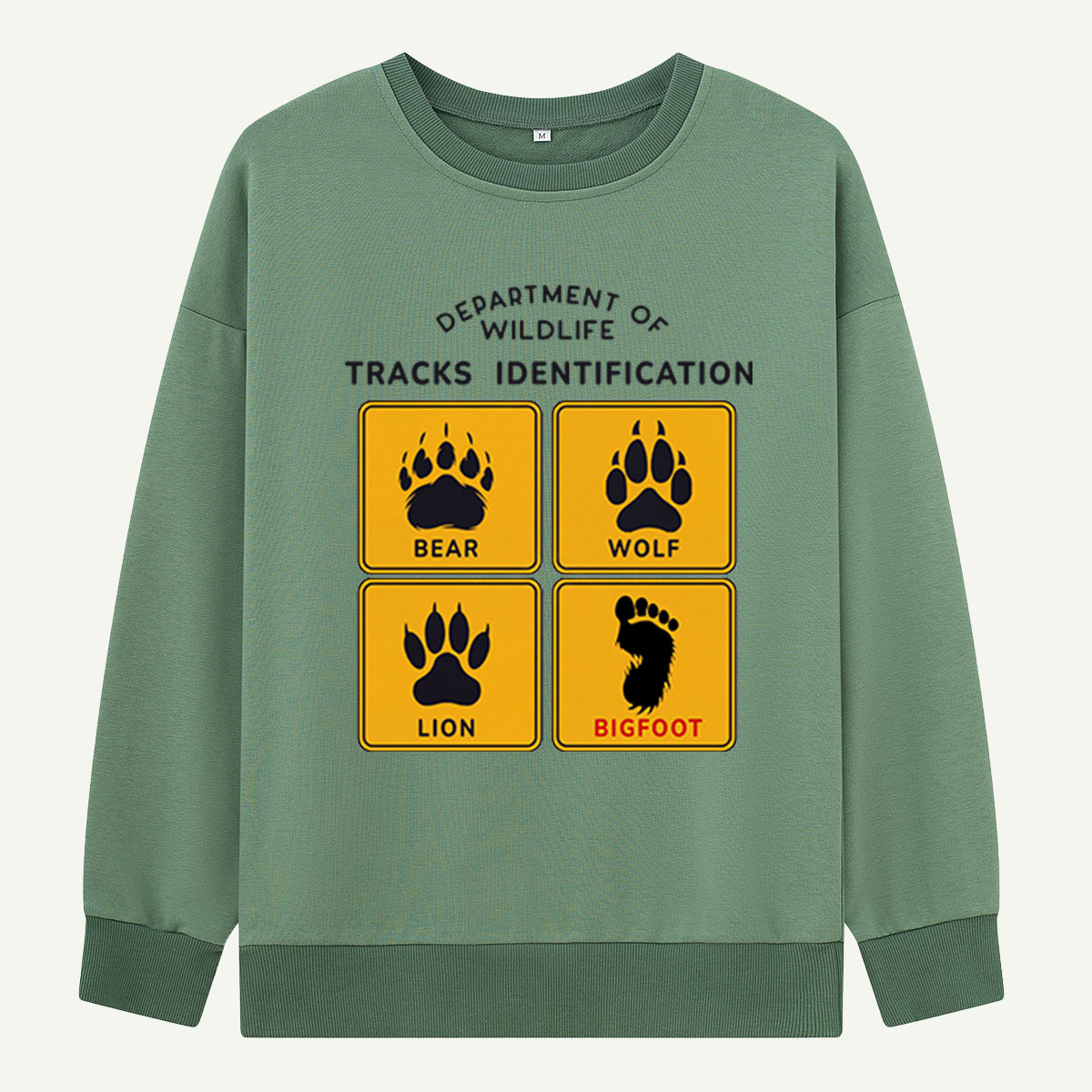Department of Wildlife Tracks Identification Bear Wolf Lion Cryptids Sweatshirts