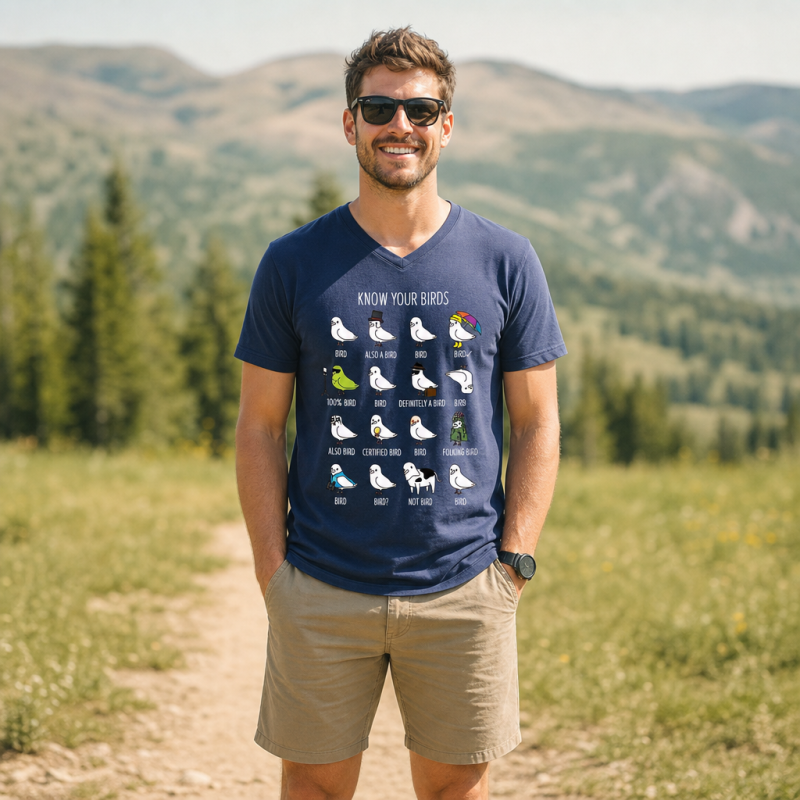 Know Your Birds Bird Chart V-neck T-Shirt