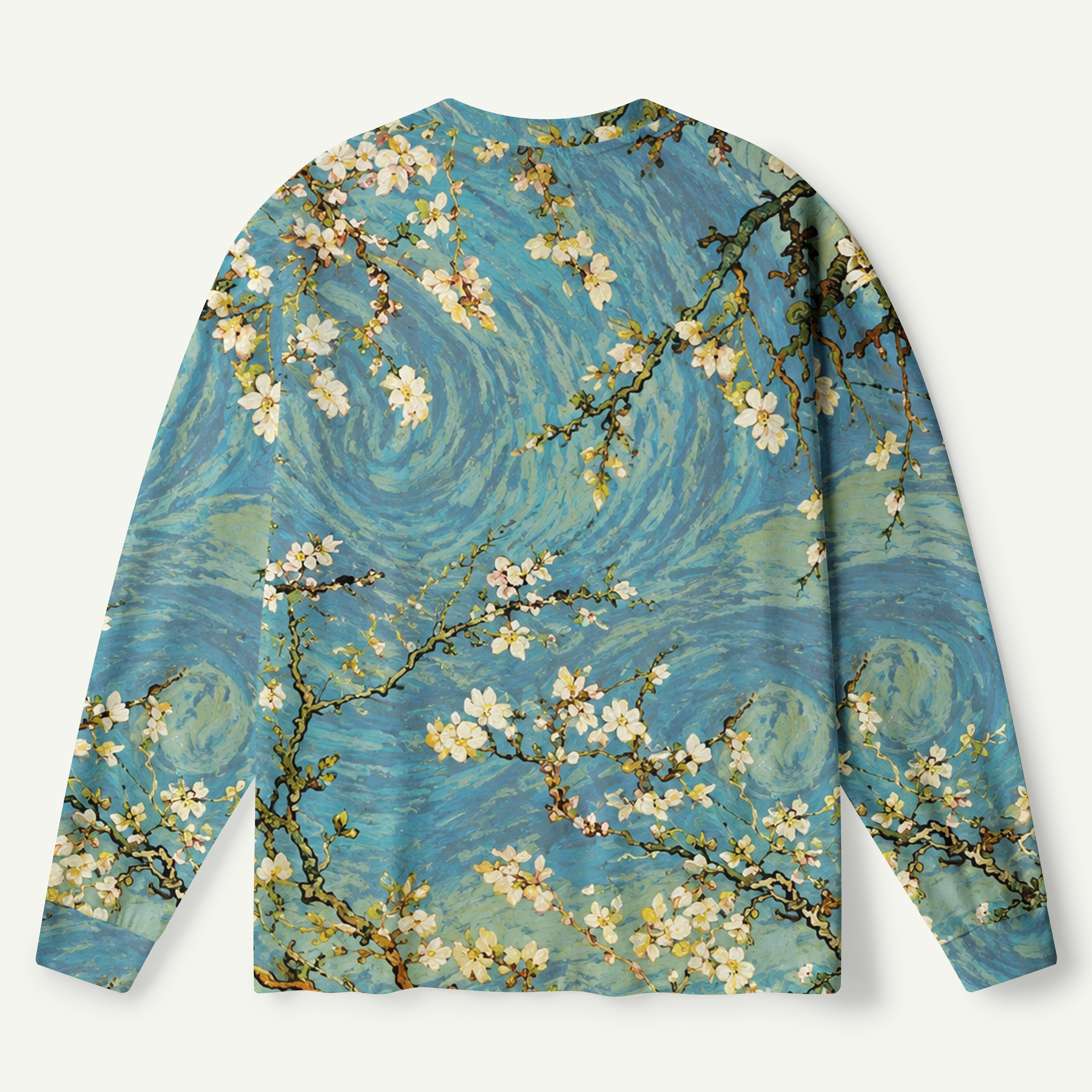 Blue Blossom Branch Painting Premium Pure Cotton Long Sleeves