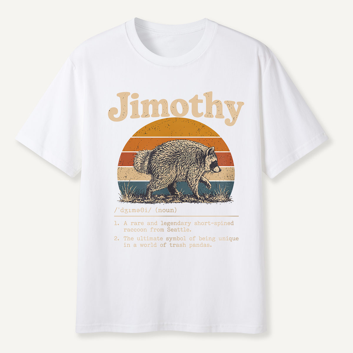 Jimothy Definition Retro Sunset Raccoon T-Shirt