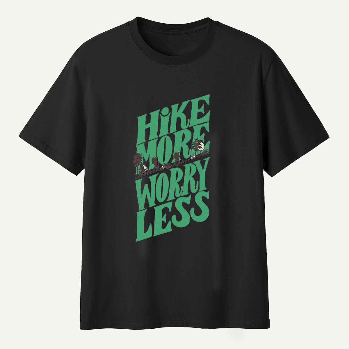 Hike More Worry Less Retro Outdoor Quote T-Shirt