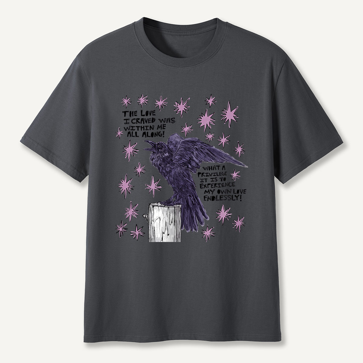Cosmic Crow Self‑Love Quote T-Shirt