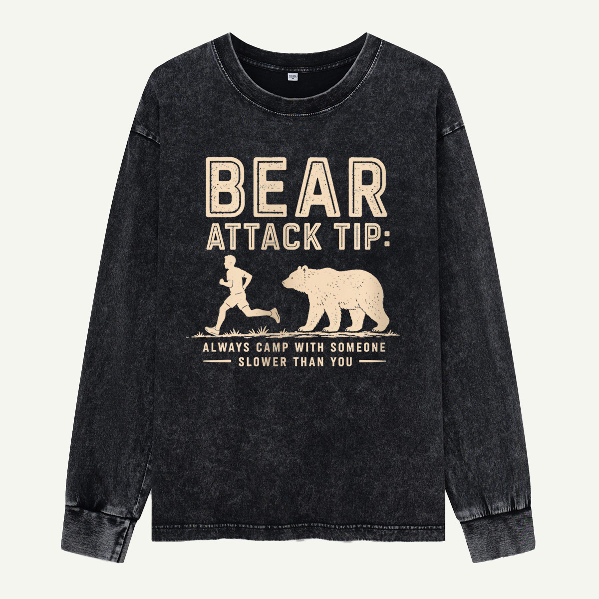 Bear Attack Tip Camp with Someone Slower Washed Long Sleeves