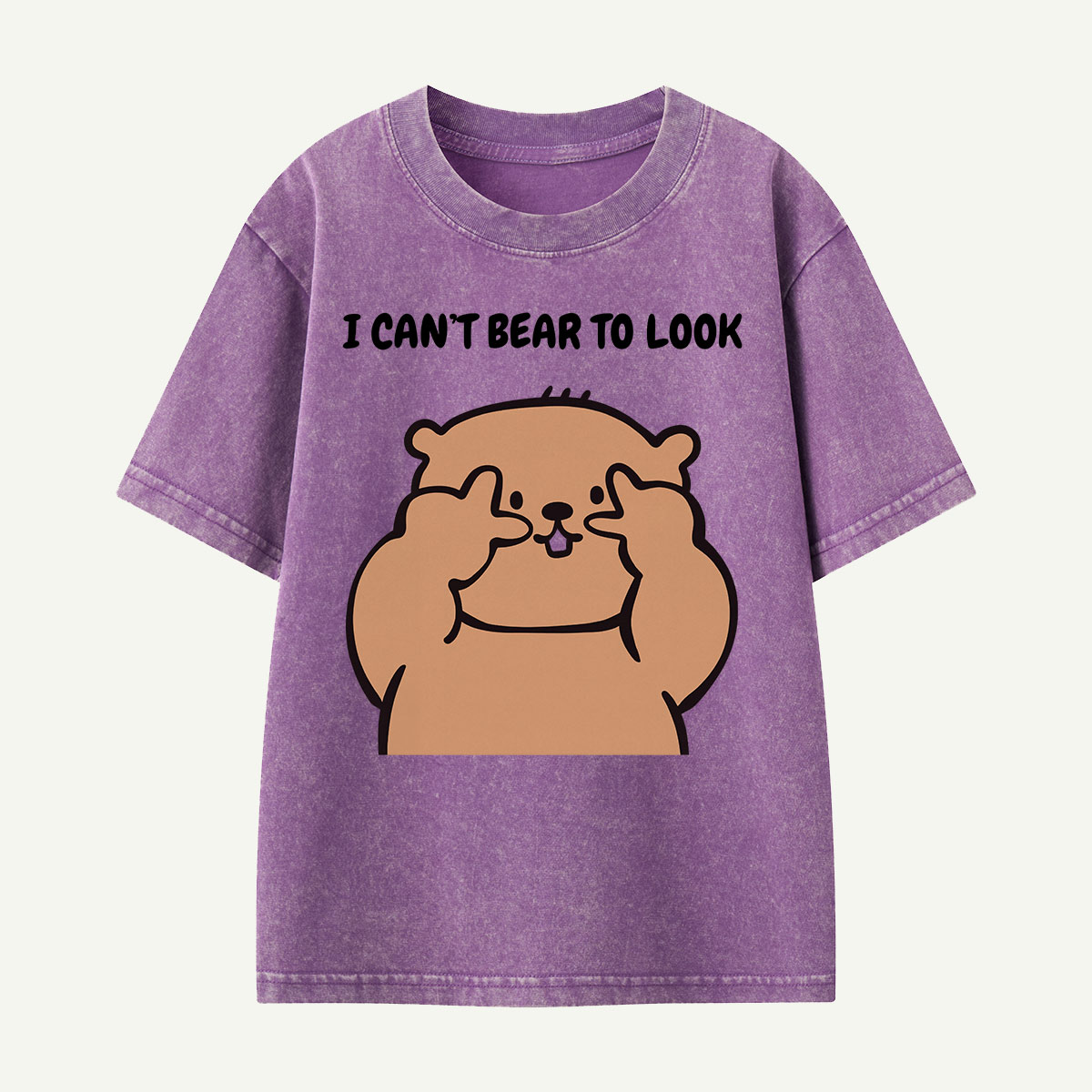 I Can’t Bear to Look Funny Bear Kids Washed T-Shirt