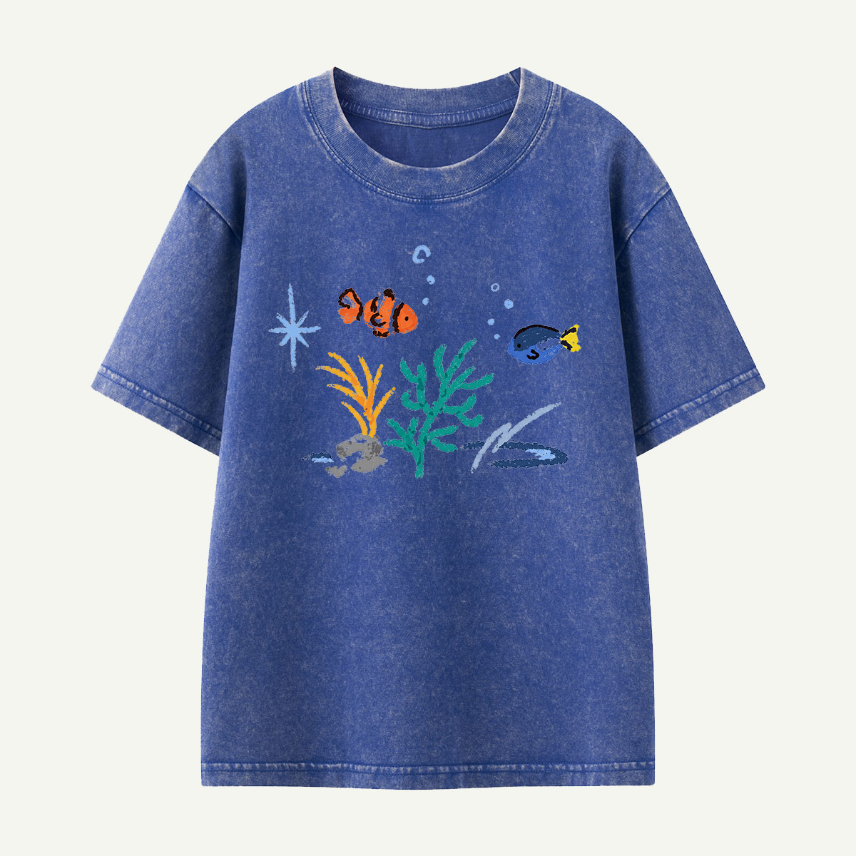 Colorful Reef Fish Underwater Kids Washed T-Shirt