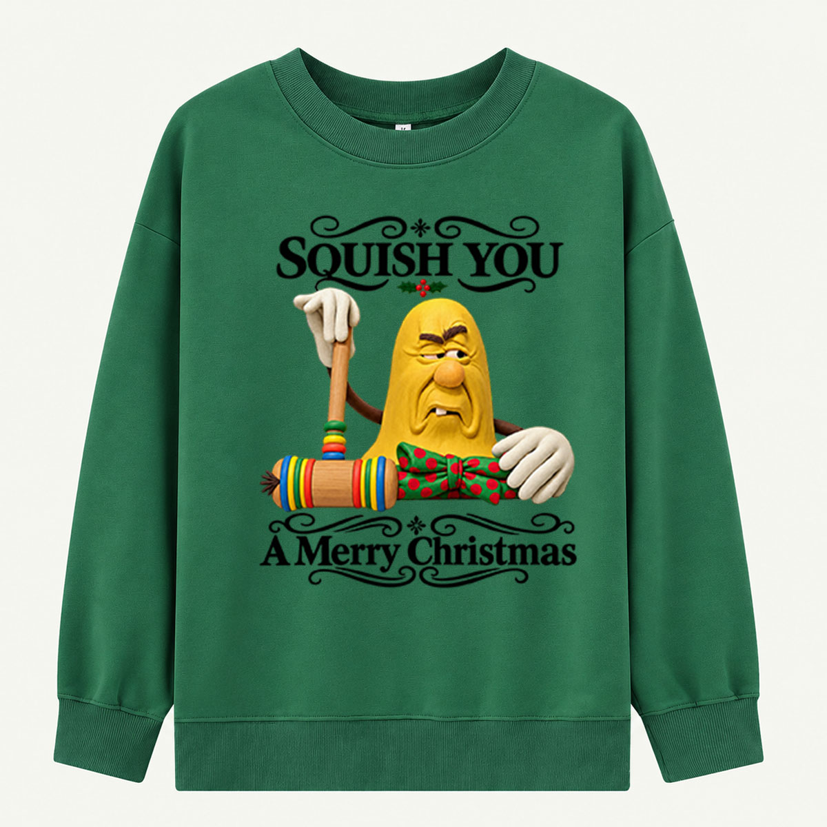 Squish You A Merry Christmas Funny Grumpy Banana Sweatshirts
