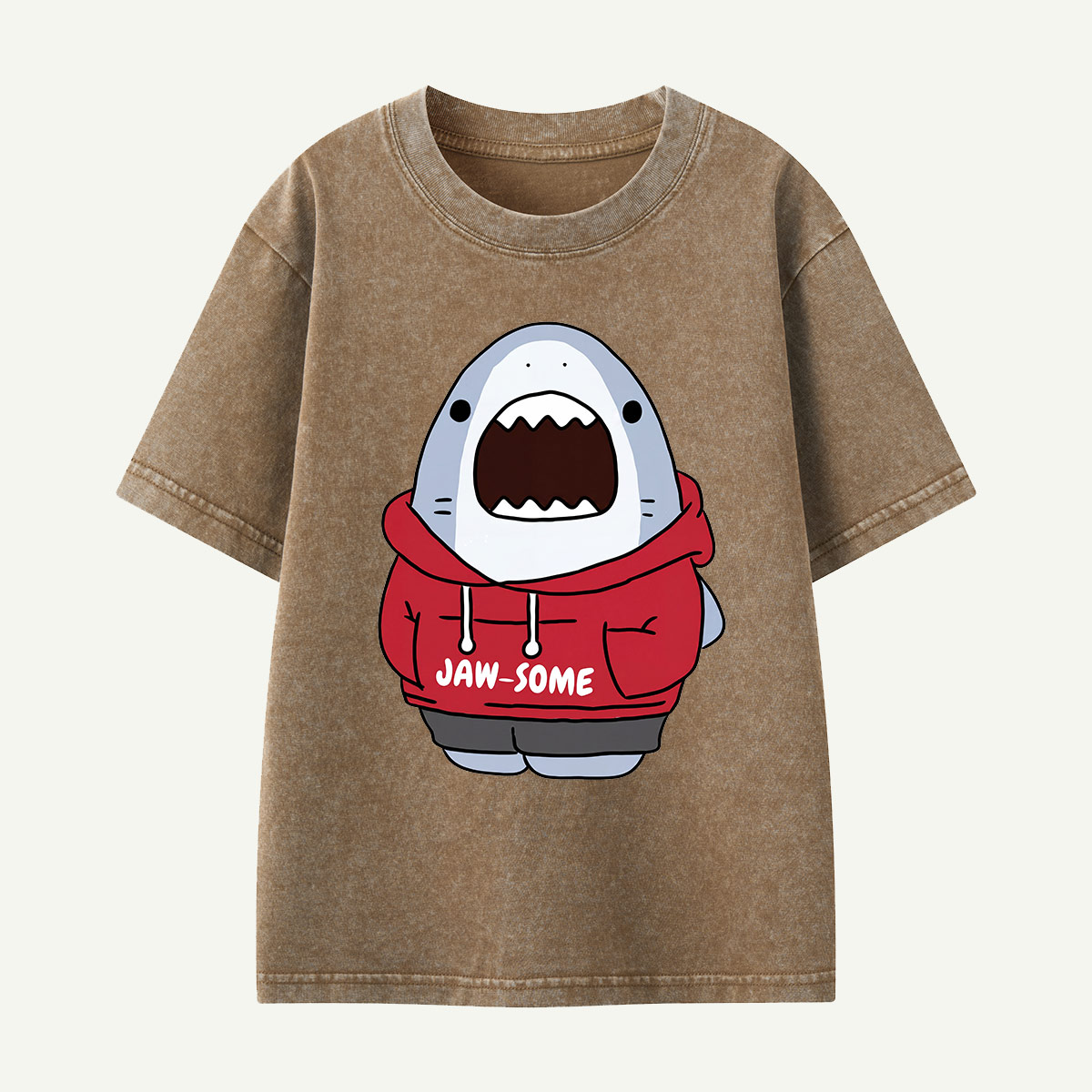 Jaw-some Shark Hoodie Kids Washed T-Shirt