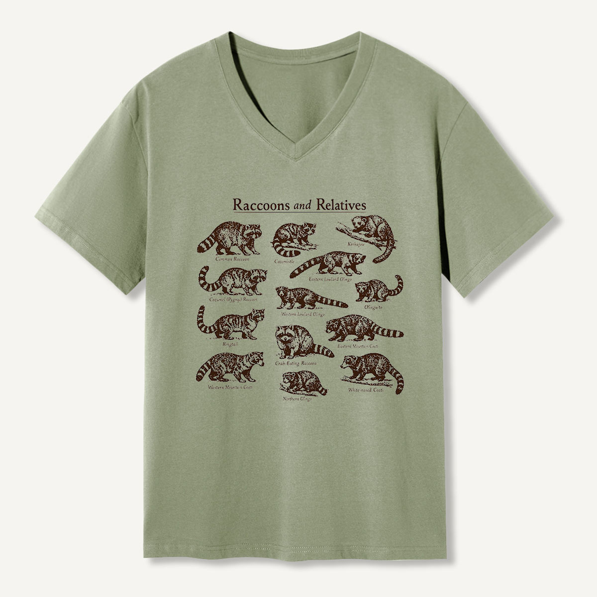Raccoons And Relatives Vintage Field Guide V-neck T-Shirt