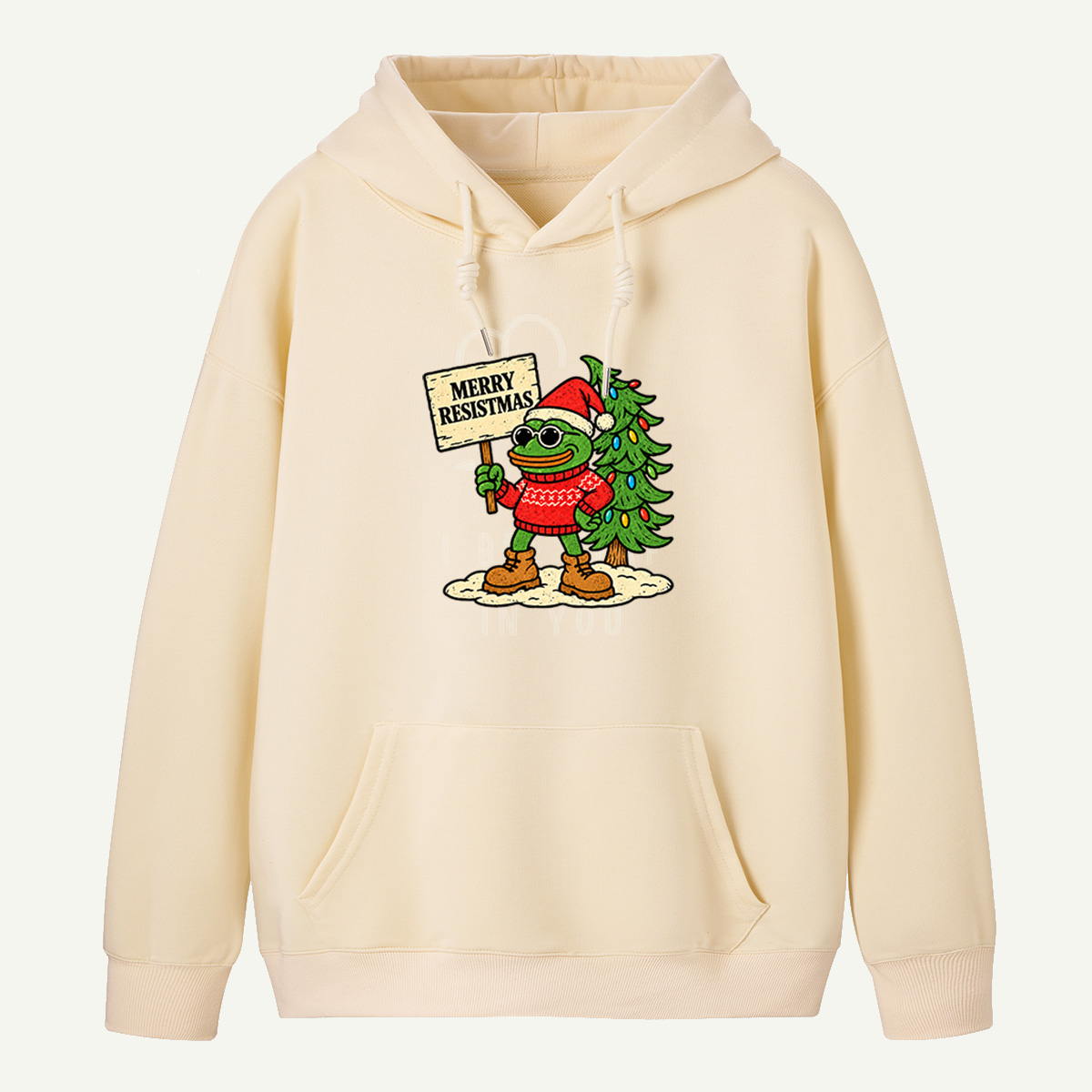 Merry Resistmas Christmas Frog Holding Resistance Sign Hoodie