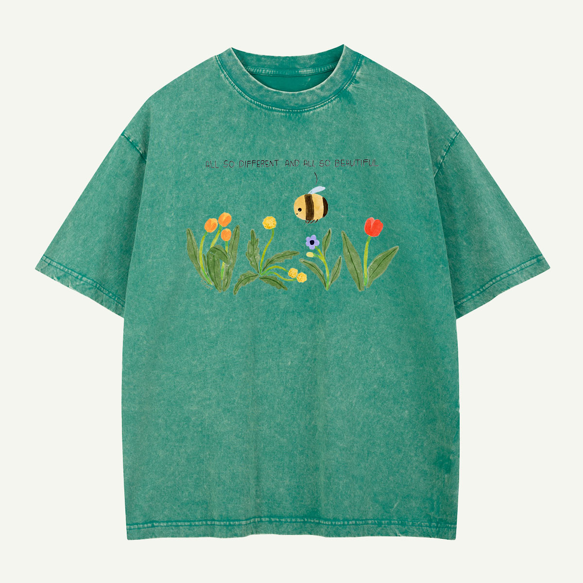 Different Blooms One Bee Washed T-Shirt