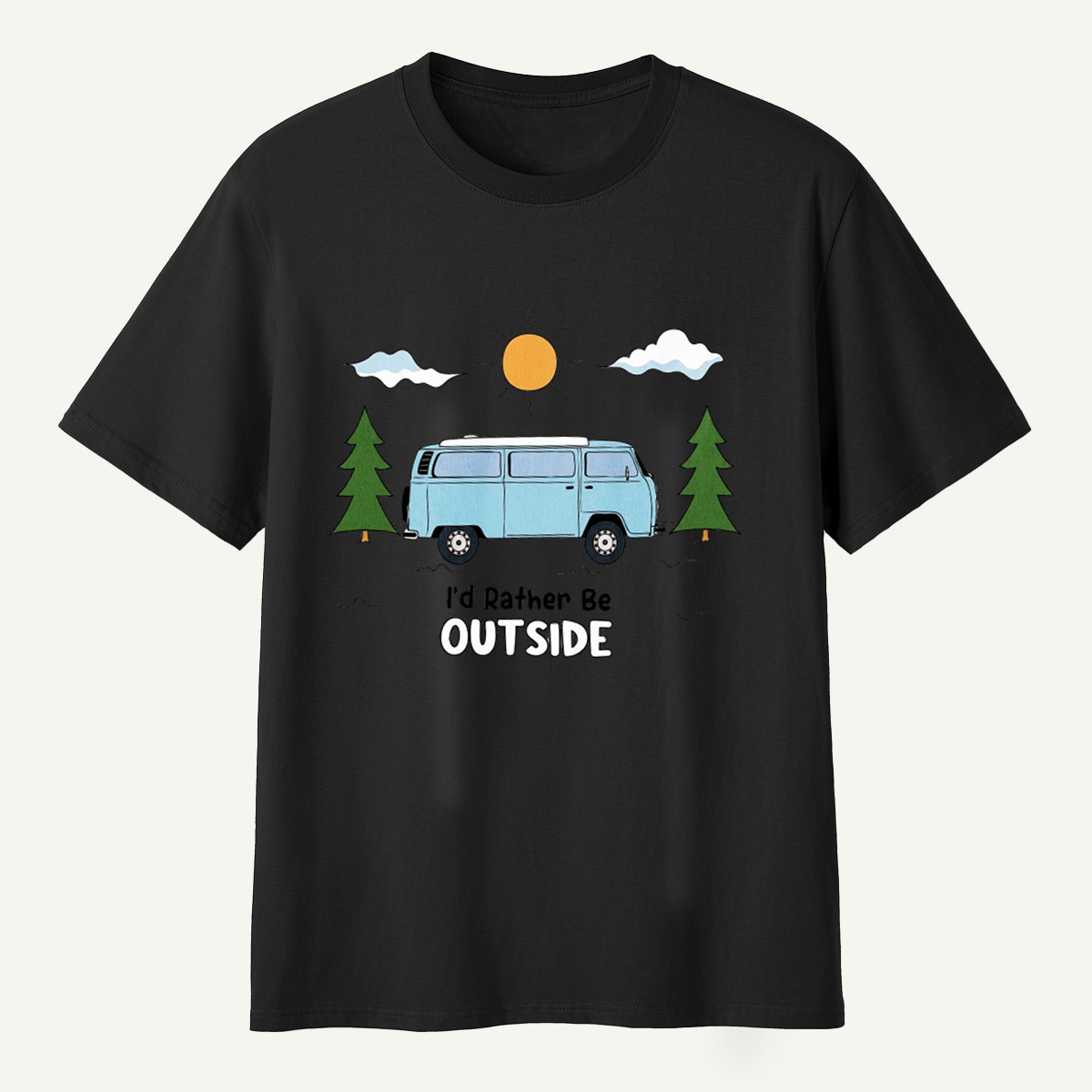 Id Rather Be Outside Camper Van Forest Sunset T-Shirt