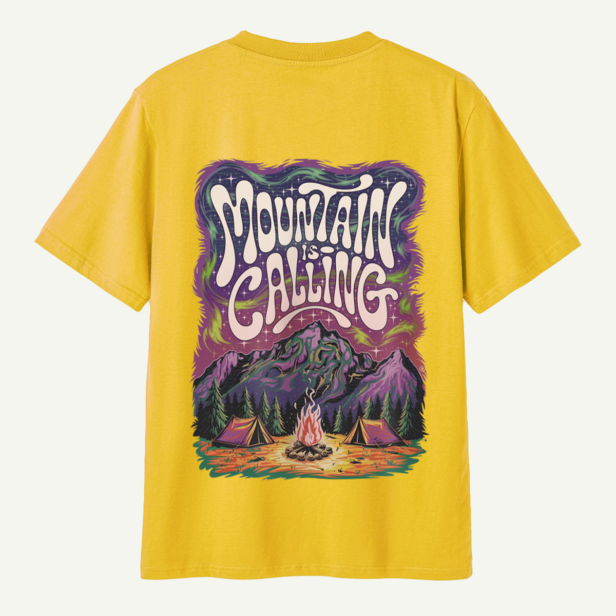 Mountain Is Calling Psychedelic Camping Night T-Shirt