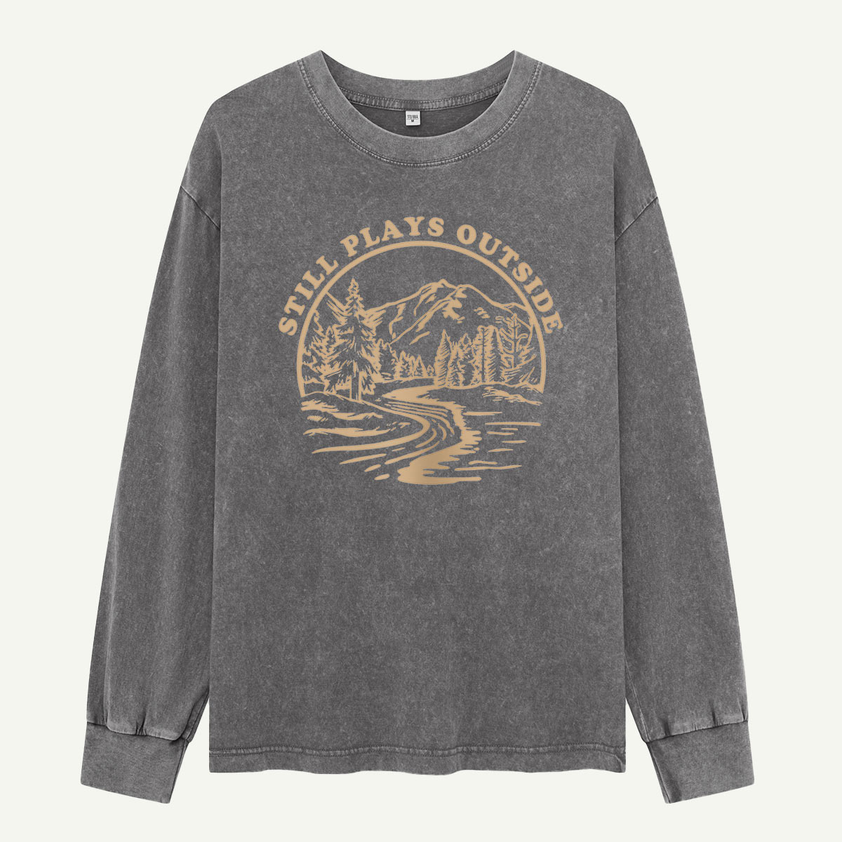 Still Plays Outside by the River Washed Long Sleeves