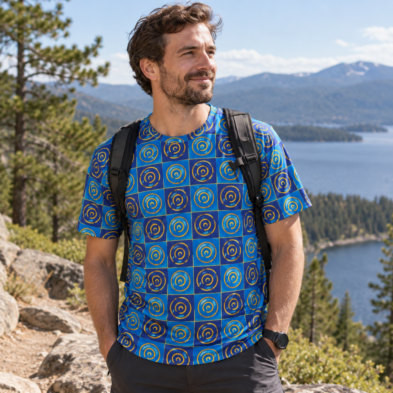 Cobalt Spiral Mosaic Premium Pure Cotton Tee
