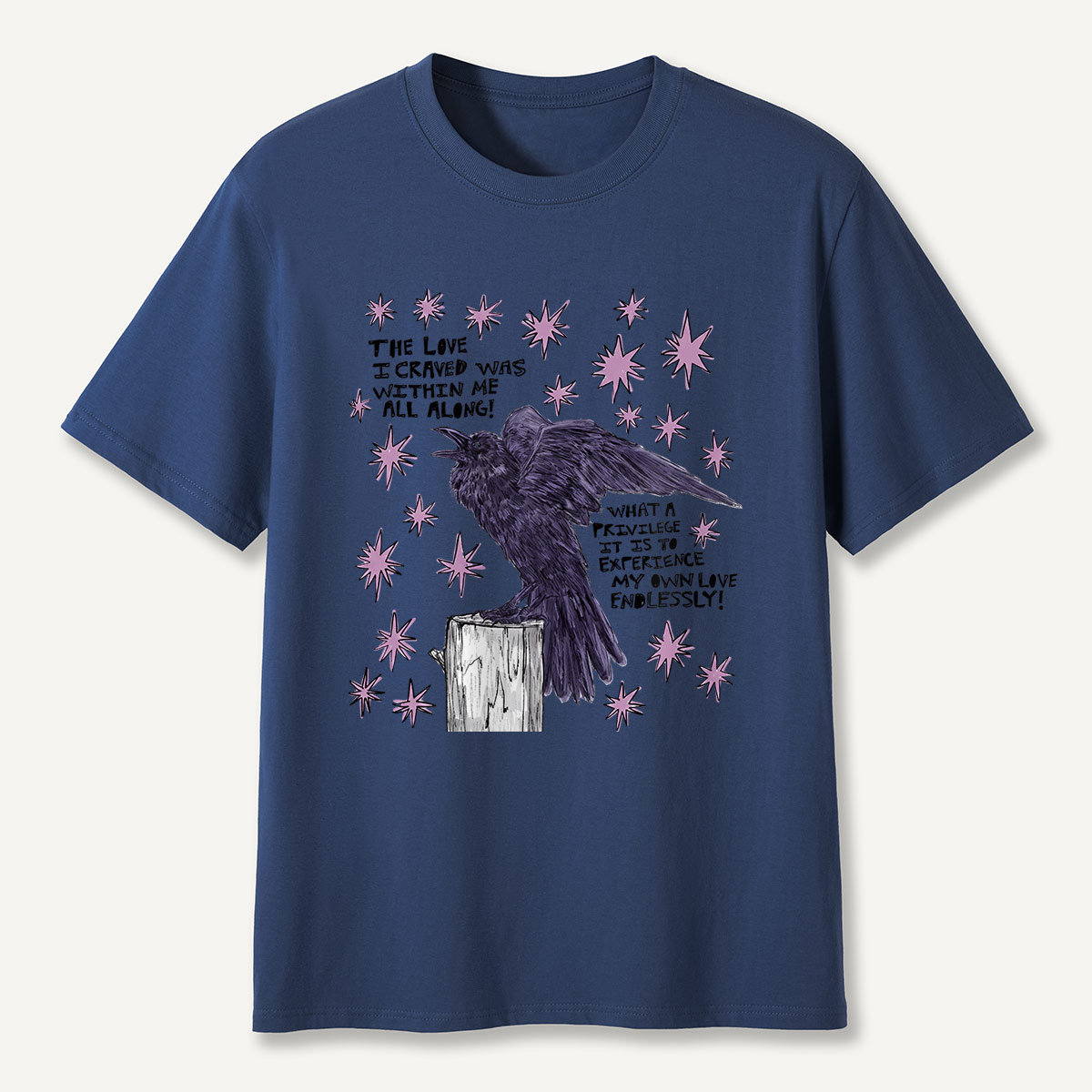 Cosmic Crow Self‑Love Quote T-Shirt