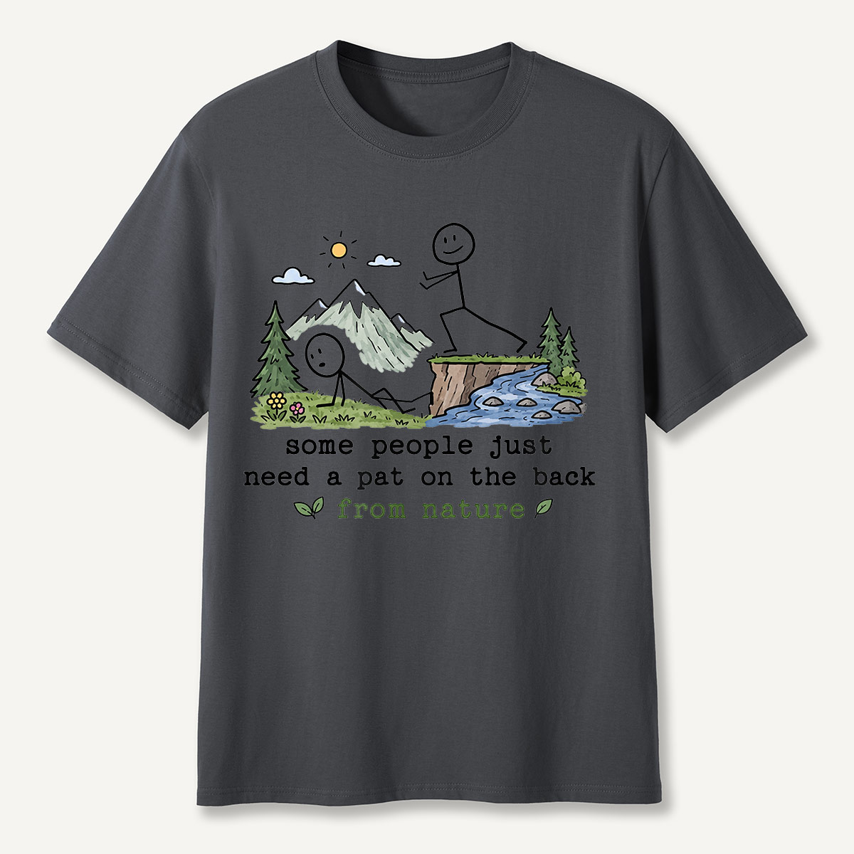 Pat on the Back from Nature Stick Figure Hiking T-Shirt