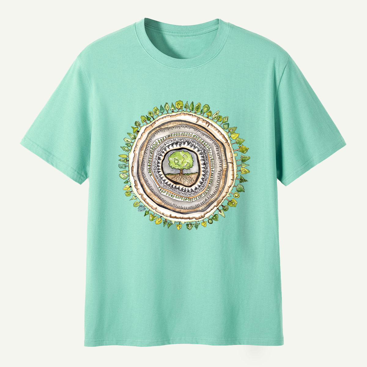Tree Rings Nature Mandala T-Shirt