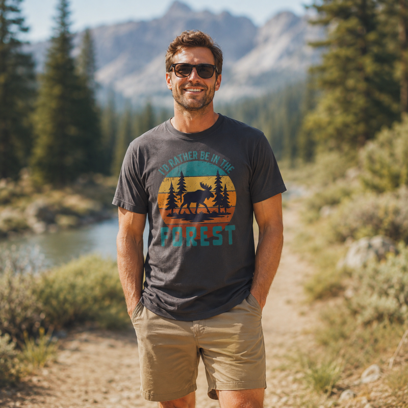 I’d Rather Be in the Forest Moose Sunset T-Shirt