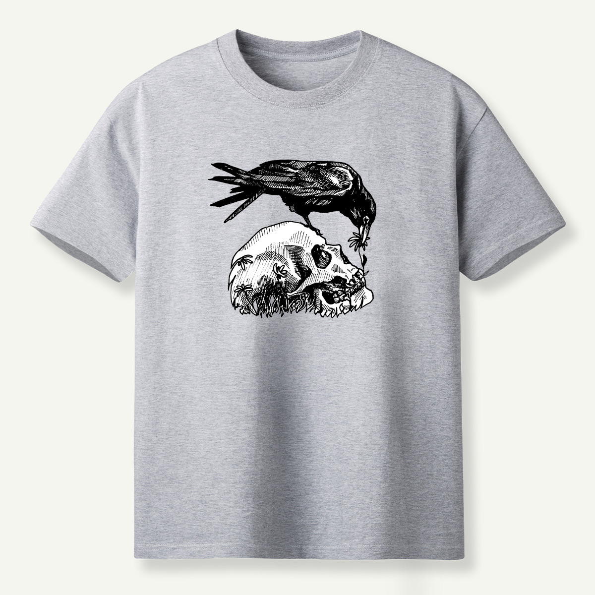 Raven Perched On Skull T-Shirt
