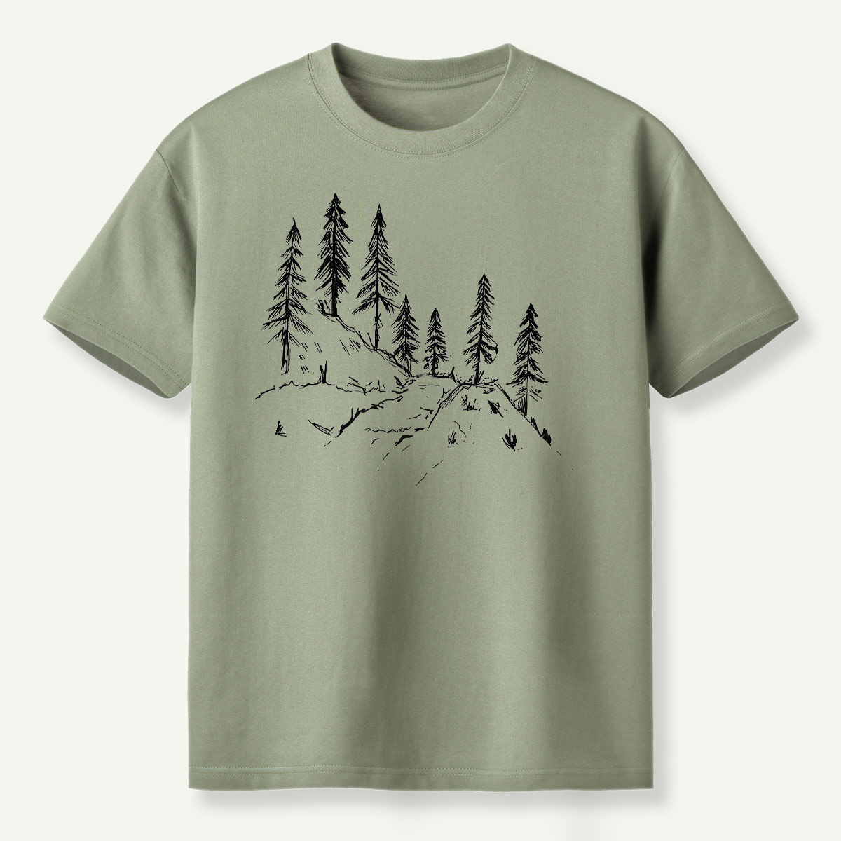 Pine Forest Ridge Line Art T-Shirt