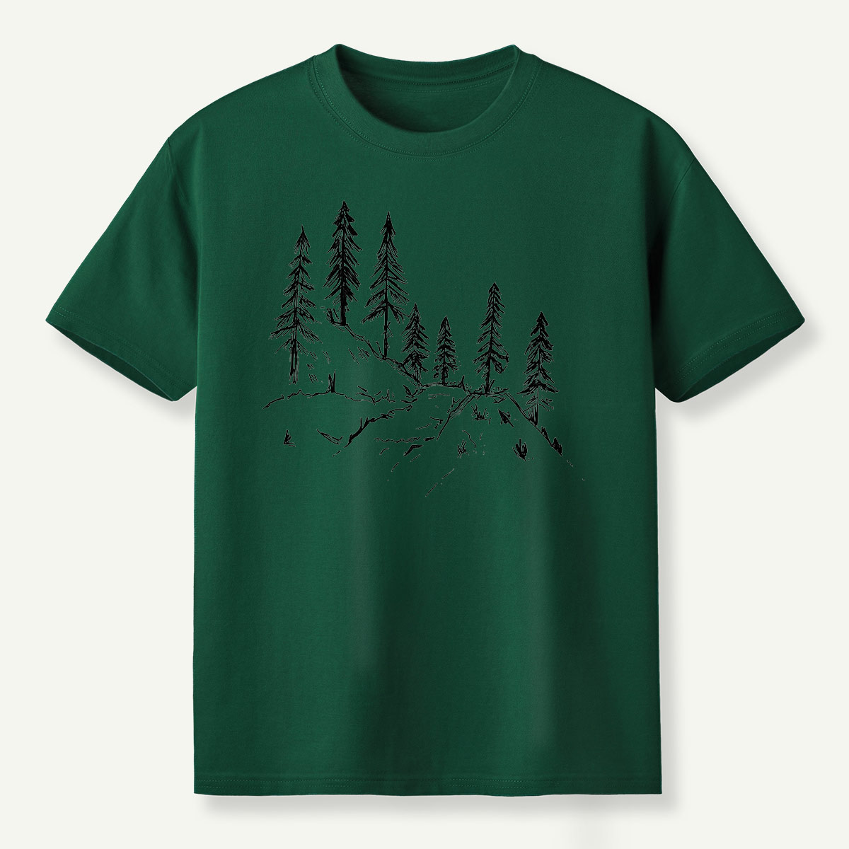 Pine Forest Ridge Line Art T-Shirt