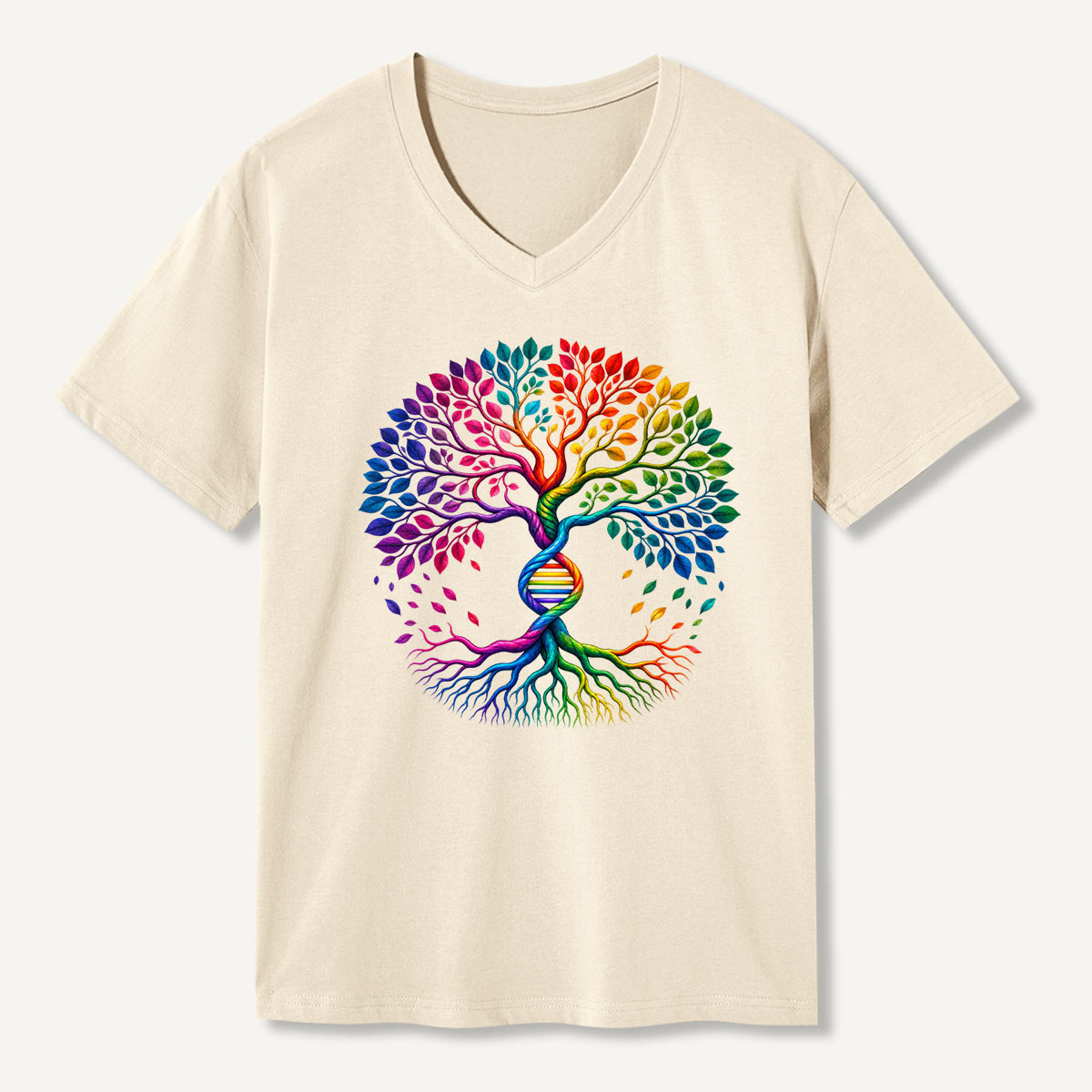 Rainbow DNA Tree Of Life V-neck T-Shirt