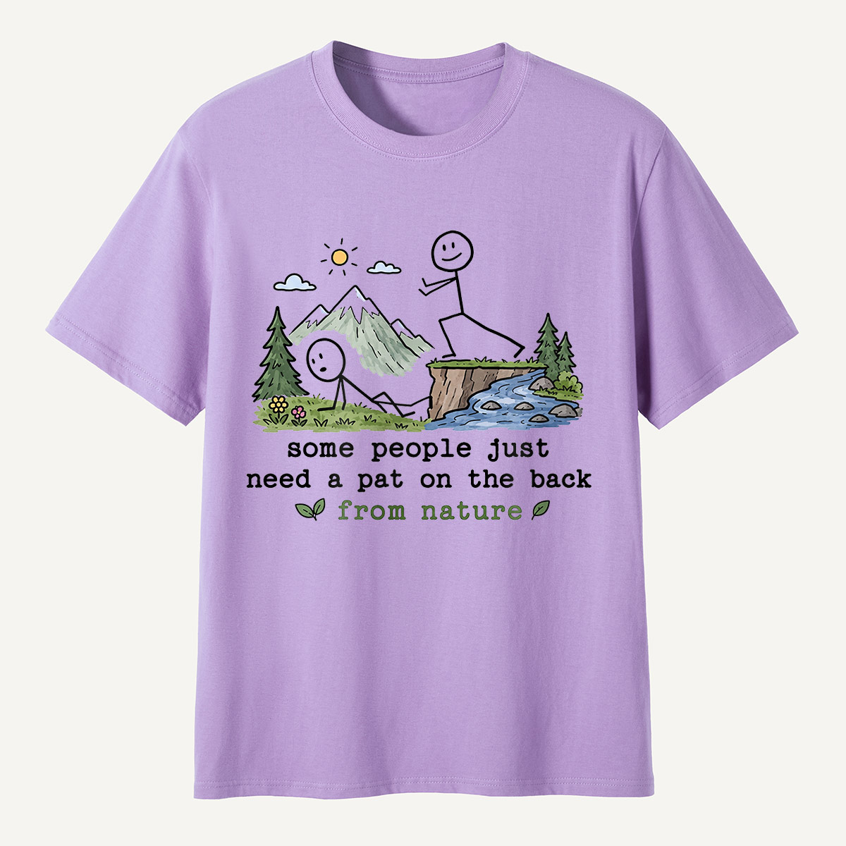 Pat on the Back from Nature Stick Figure Hiking T-Shirt