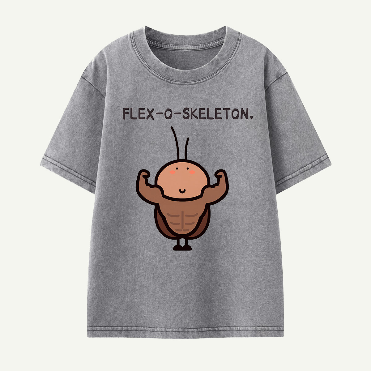 Flex-O-Skeleton Muscles Bug Kids Washed T-Shirt