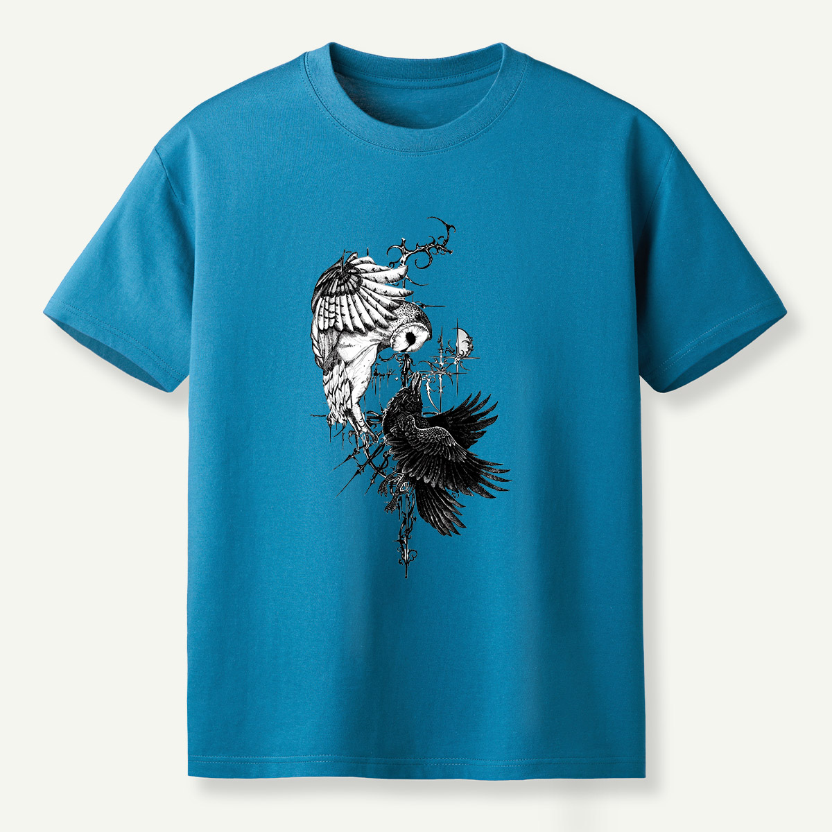 Raven And Wildflowers Gothic Botanical T-Shirt