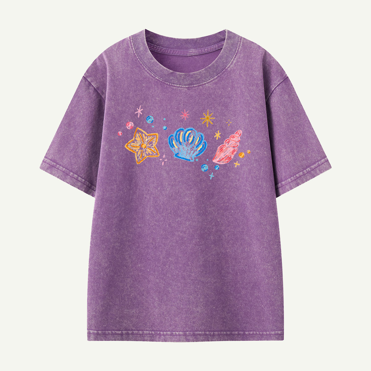 Sparkling Sea Treasures Navy Kids Washed T-Shirt