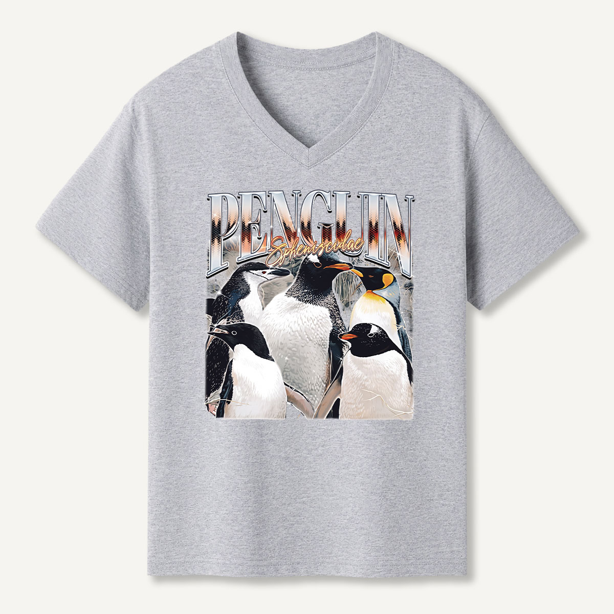 Penguin Rock Band Vintage Poster V-neck T-Shirt
