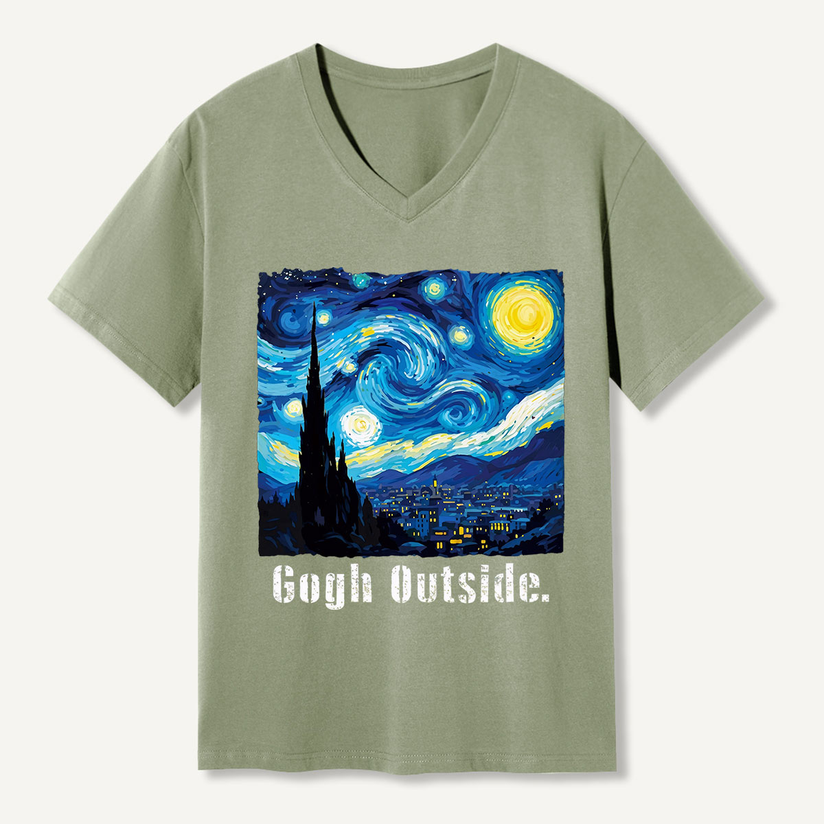 Swirl Night Sky Gogh Outside V-neck T-Shirt