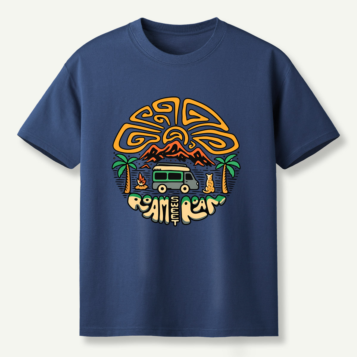 Roam Wild Camper Van Mountain Camping Adventure T-Shirt