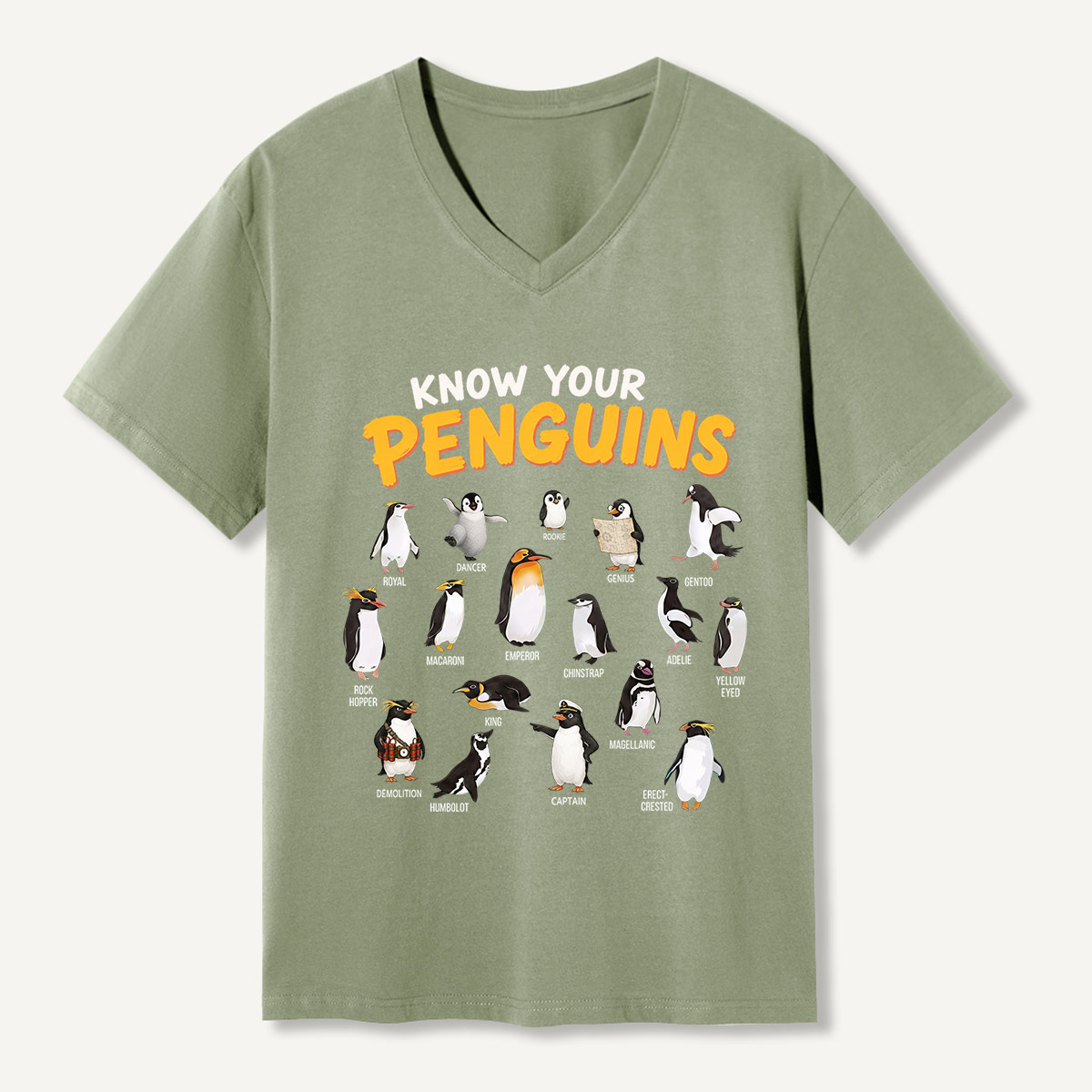 Know Your Penguins Penguin Species V-neck T-Shirt