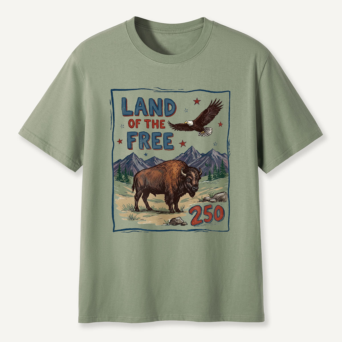 American Wildlife Land of the Free Bison and Eagle T-Shirt