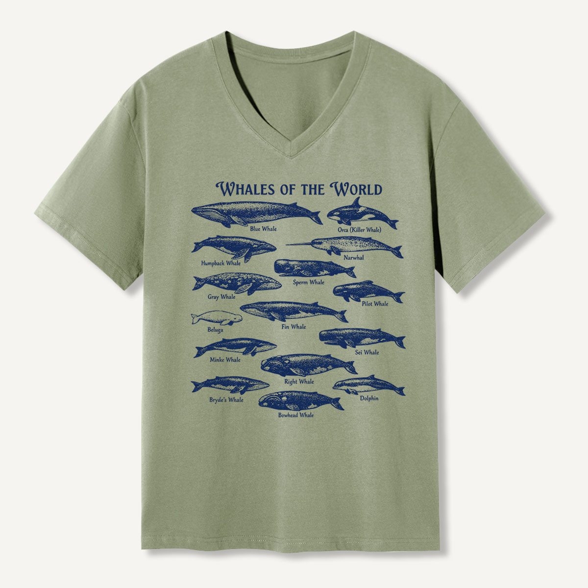 Whales Of The World Marine Guide V-neck T-Shirt