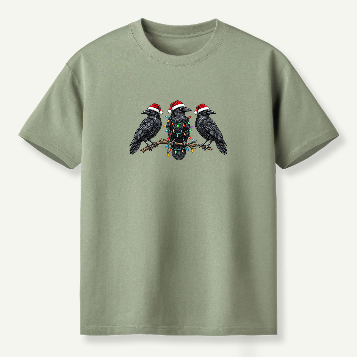 Christmas Ravens With Holiday Lights T-Shirt