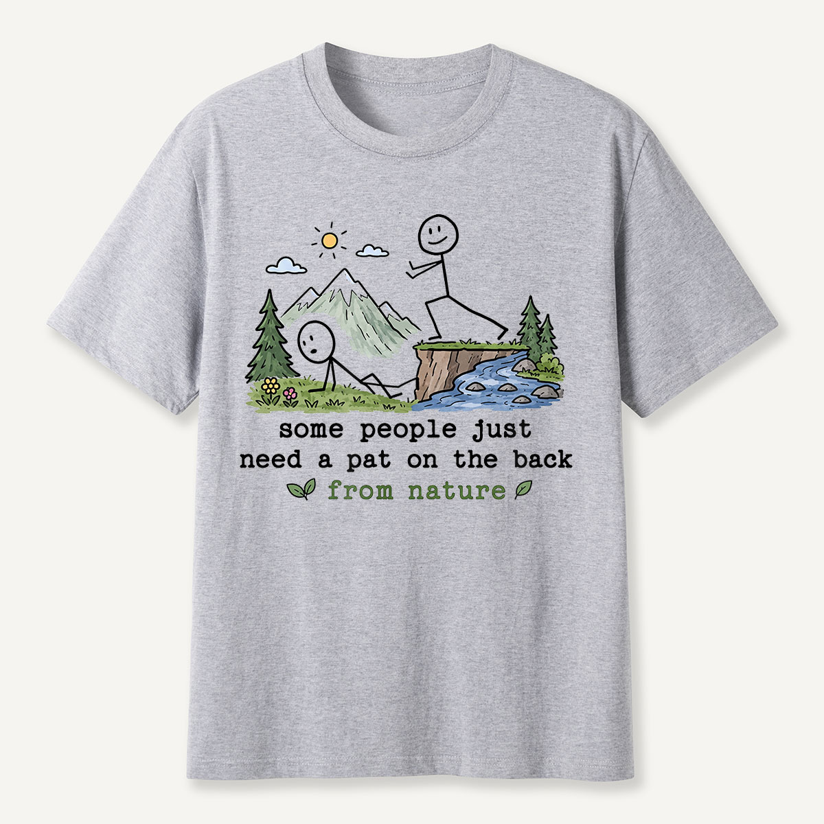 Pat on the Back from Nature Stick Figure Hiking T-Shirt