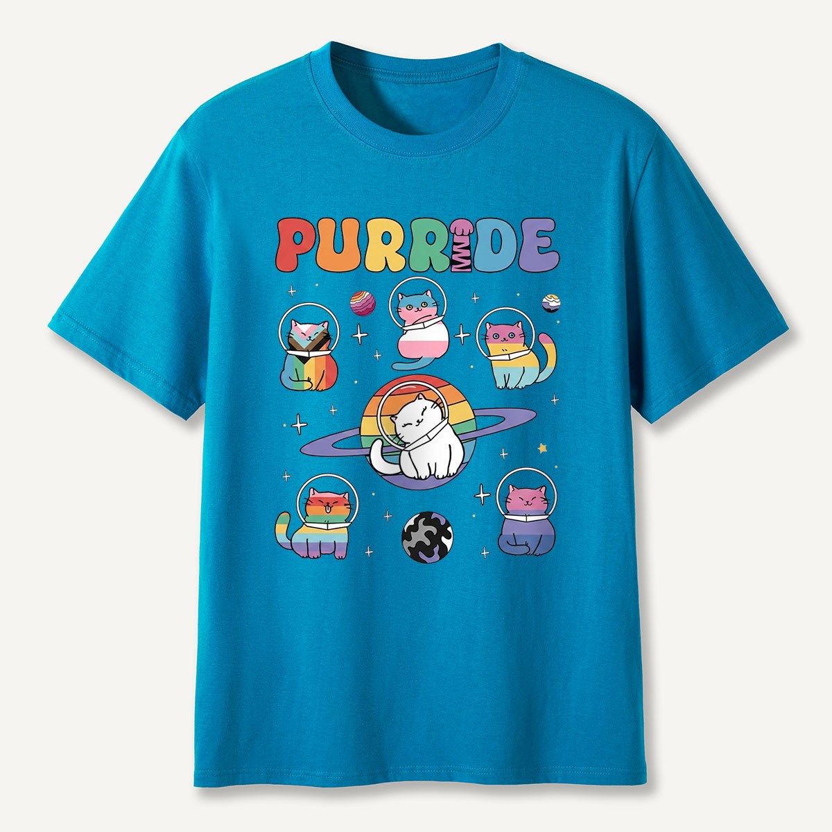 Purride Space Cats Rainbow T-Shirt