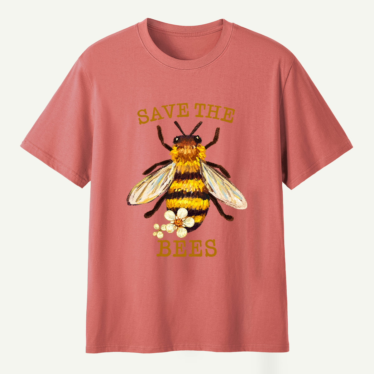 Save The Bees Watercolor Bee Floral Illustration T-Shirt