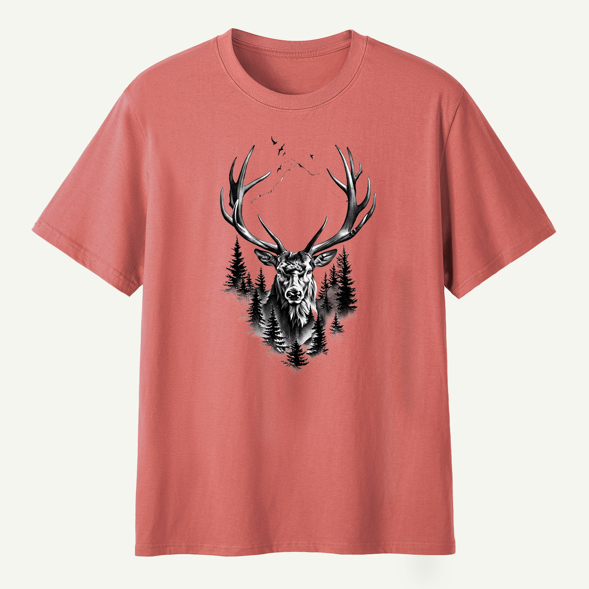 Deer Skull Forest Double Exposure T-Shirt