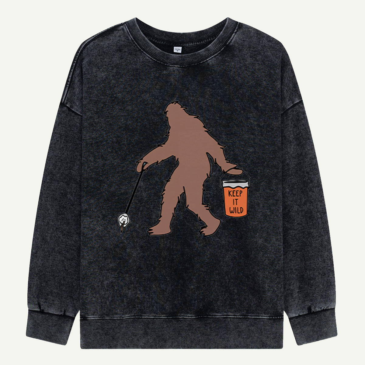 Bigfoot Carrying Coffee Mug Washed Sweatshirts