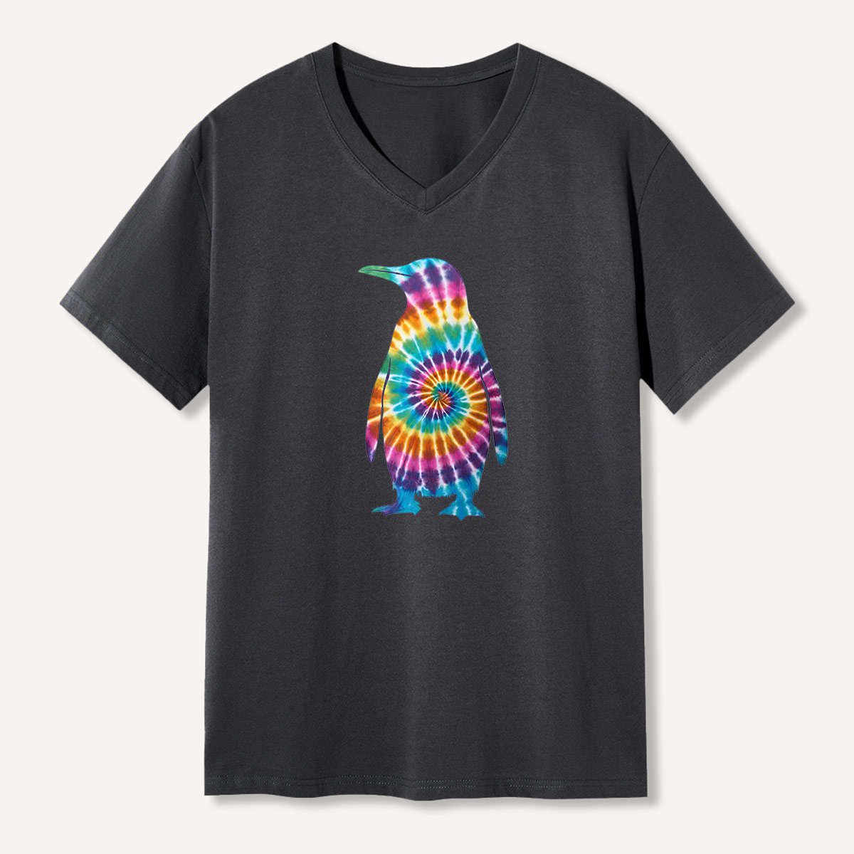 Tie Dye Penguin Retro Swirl V-neck T-Shirt
