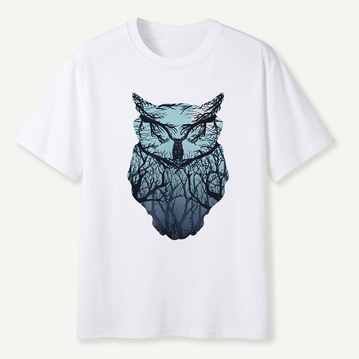 Midnight Forest Owl Double Exposure T-Shirt