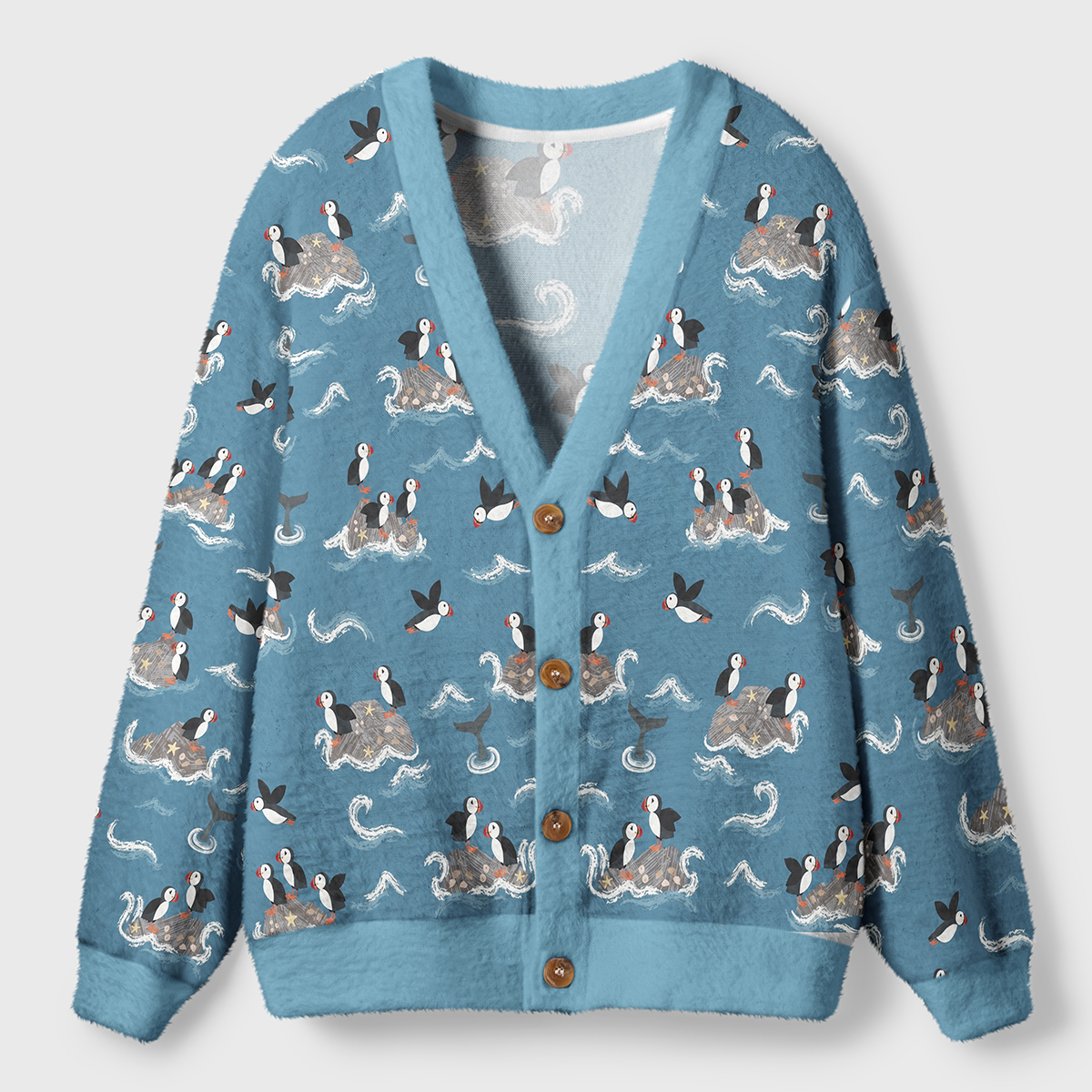 Puffin Party at Sea Ugly Cardigan Sweaters